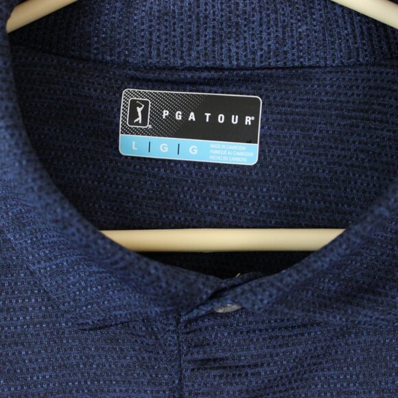 NWT PGA Tour Golf Shirt Men's Large Button Collar Mesh Fabric Short Sleeve CA340 - Picture 6 of 10